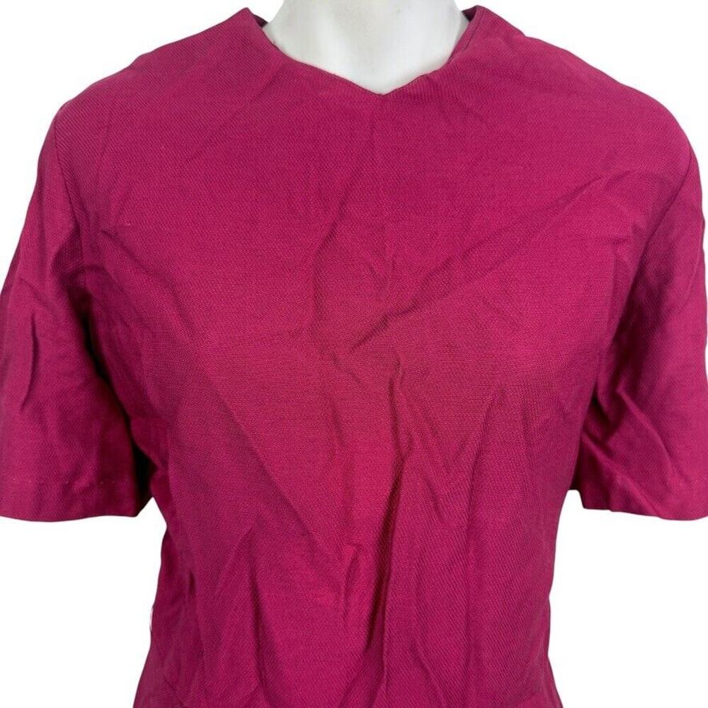 Smartee Togs Vintage Cherry Red Short Sleeve 1960s Sheath Short Sleeve Dress 12 - Picture 5 of 15